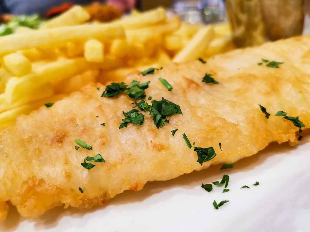 British Traditional fish and chips and tartar sauce